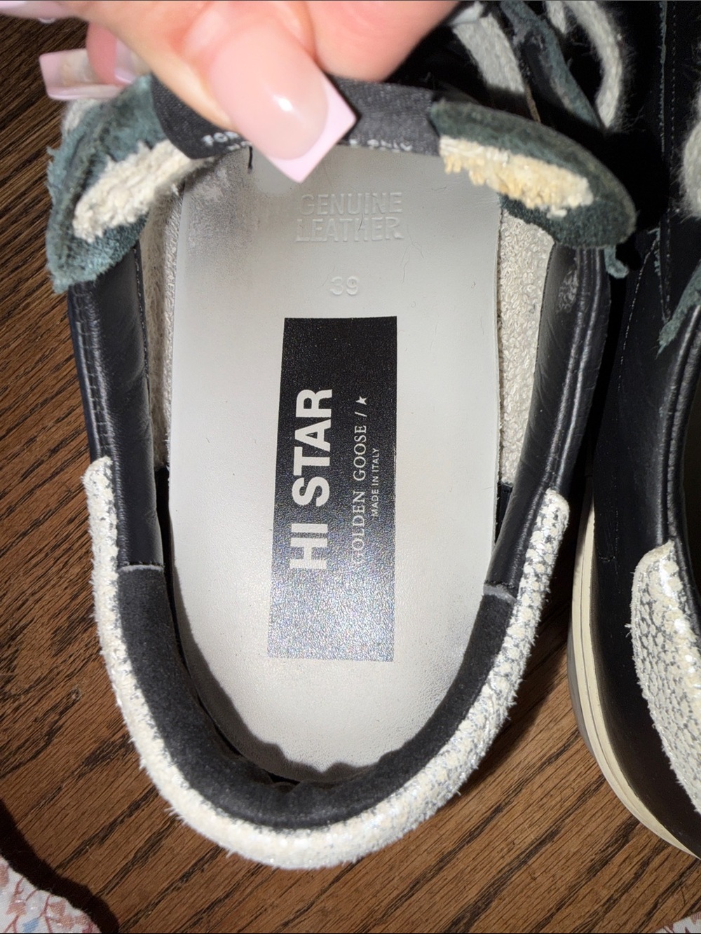Golden Goose hi star Black Leather platform Sneaker silver Star and Silver Heel - Picture 7 of 7